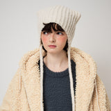MOHAIR EARMUFF BEANIE, IVORY