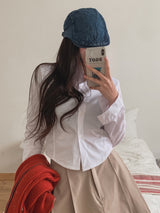 セミクロップラインスリムシャツ