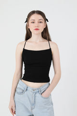バックスリットクロップスリーブレス / Back Slit Crop Sleeveless Black
