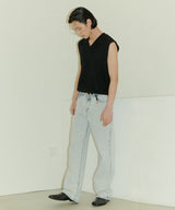 UNISEX SEMI WIDE SNOW DENIM PANTS M - LIGHT BLUE (6689427062902)