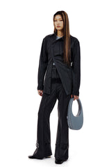UNBALANCED BUTTON STRAP SHIRT (CHARCOAL) (6654718050422)