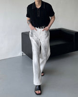 キコスコッチショートスリーブカラーニットウェア / OWN Kiko Scotch Short-Sleeved Collar Knitwear (2 colors)