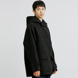 ウールブレンドフィールドフードコート / WOOL BLENDED FIELD HOOD COAT BLACK