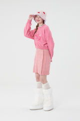 スモールチェリーボタンニットスカート／SMALL CHERRY BUTTON KNIT SKIRT [PINK]