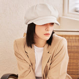 VA Square Stud Wool Newsboy Cap / Ivory