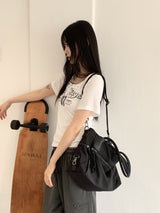 ナッツビッグジッパーポケットブラックショルダーバッグ / Nuts big zip pocket black shoulder bag