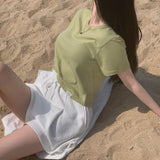 デイリーラベルセミクロップショートスリーブTシャツ