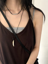 Kayu Vintage Gemstone Leather Necklace
