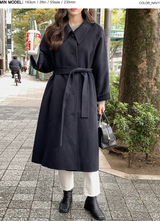 [SHOPPERMADE] ハンドメイドシングルロングウールコート (3color)