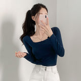 スクエアスリムフィットロングスリーブTシャツ