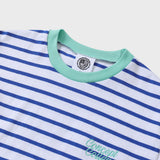 ミントネックブルーストライプユニセックスTシャツ / Mint Neck Blue Stripe Unisex T-shirt