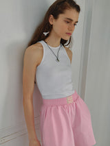 RIBBED HALTER NECK SLEEVELESS WHITE