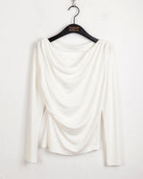 Toen drape shirring off-shoulder long sleeve t-shirt