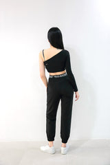 チェーンオフショルダークロップT/TOP(7002) Chain Off Shoulder Crop Tee