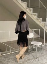 Oblique crop cardigan 