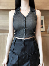 957. クロップホルターシャツトップ / 957. Crop halter shirts top (2color)