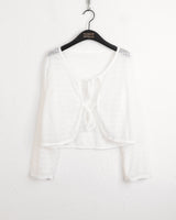 Tatsu interseason punching string lace long sleeve cardigan