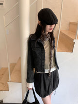 Ann's layered color combination round long-sleeved warmer T-shirt
