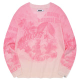 BOUQUET GIRL GRAPHIC V-NECK LOOSE FIT KNIT [PINK]