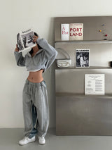 4color cropped napping hood zip-up