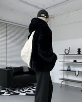 UI Mink Fur Hood Zip-Up Jumper (4 colors)