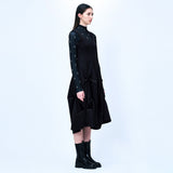 ピンタックジャージードレス/DOZI - Pintuck Jersey Dress _ Black