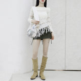 [NONCODE] Rumble Off-Shoulder Unbalanced Knitwear