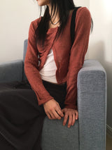 Tati unbalmed diagonal button booklet shirring knit cardigan