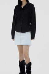 スリムボタンシャツ/Slim button shirt (2color)