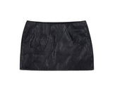 フォーレザーローライズミニスカート / Faux-Leather Low Rise Mini Skirt _ Black