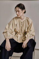 シャーリングパフブラウス/SHIRRING PUFF BLOUSE_BEIGE