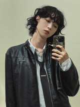 [MADE] Oubly leather racer jacket (2 color)