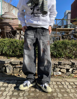 ダーティースナップワイドデニムパンツ