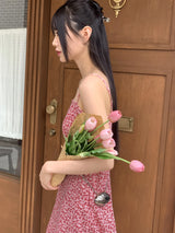 グリックフラワースクエアロングナシワンピース/Greek Flower Square Long Sleeveless Dress