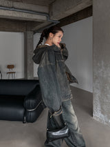 (UNISEX) インアワーウォッシングフードデニムジャケット