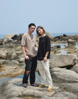 オーバーサイズ フィッシュネット ディテール SS スウェット / OVERSIZED FISHNET DETAIL SS SWEATER BLACK