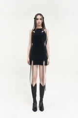 リンクドアイレットドレス / [Seow] Linked eyelet dress, black