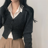 [Cutting the waist] モネマッカーシークロップドニットカーディガン