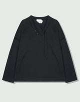 vネックレイヤードストリングピアススウェット / v-neck layerd string pierced mtm black