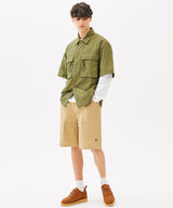 TWO POCKET STRING HALF SHIRTS (BLACK) (6585203851382)