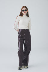 ビーガンレザーワイドパンツ / Vegan Leather Wide Pants [Dark Burgundy]