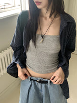 Contw Vintage Linen Boxy Check Shirt