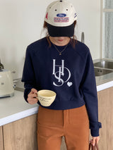 ハートロゴクロップスウェット/HEART LOGO CROP SWEATSHIRTS (NAVY)