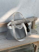 stripe reversible bag - deep black