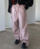 （UNISEX）ポケットレザーワイドパンツ