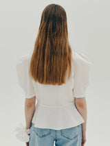 スクエアハルブラウス / Square hul blouse - White