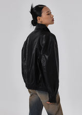 [MADE] Spread Collar Loose Leatherette Jacket
