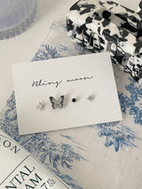 ブラックマーブルトゥインクルピアス / [4 set] Black Marble Twinkle Piercing Set