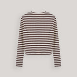 Brown Toggle Patch Stripe Cardigan