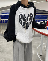 ハートラグランオーバーフードTシャツ/No.9674 heart raglan over hood T (3color)